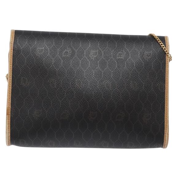 DIOR Honeycomb Canvas Chain Shoulder Bag Pvc Black Gold - Picture 3 of 12